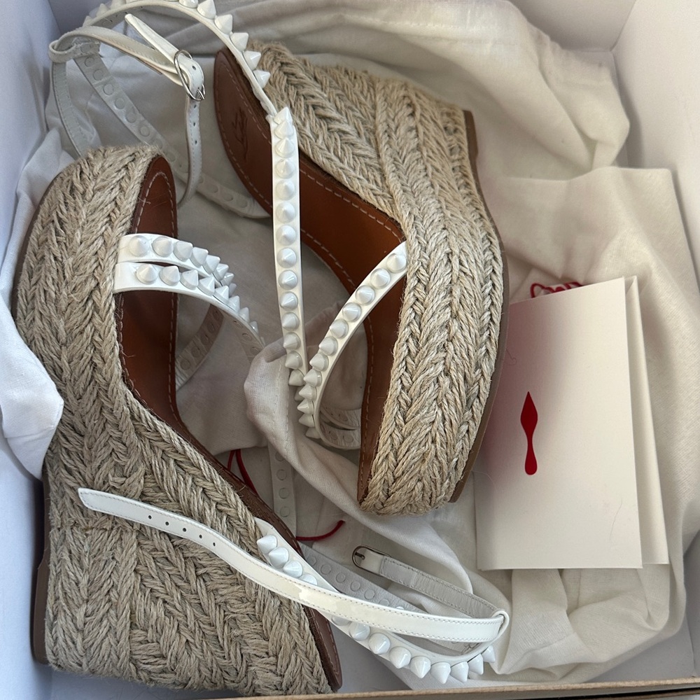 Christian Louboutin White Espadrille Wedges